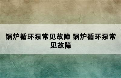 锅炉循环泵常见故障 锅炉循环泵常见故障